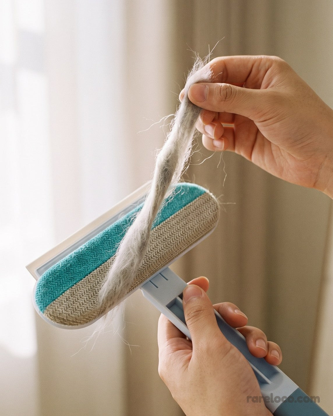 Peeling collected hair off the brush in one piece