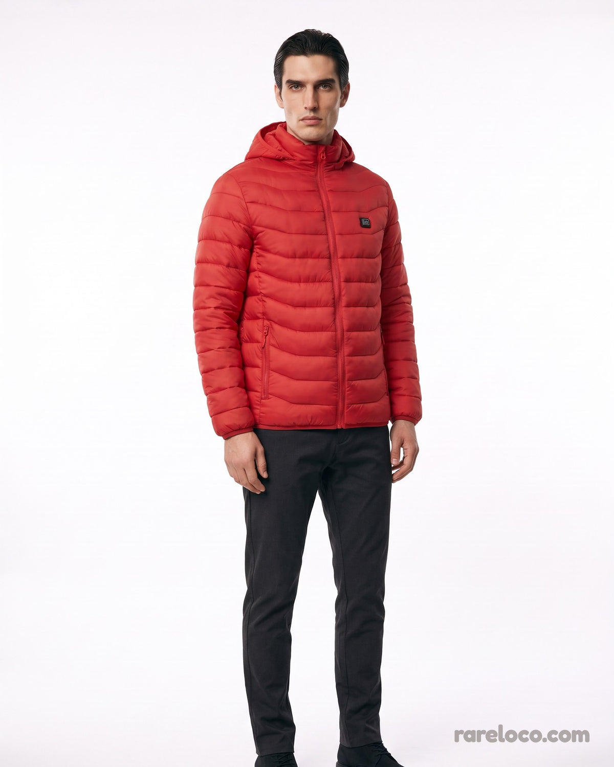 Red: worn with the hood up