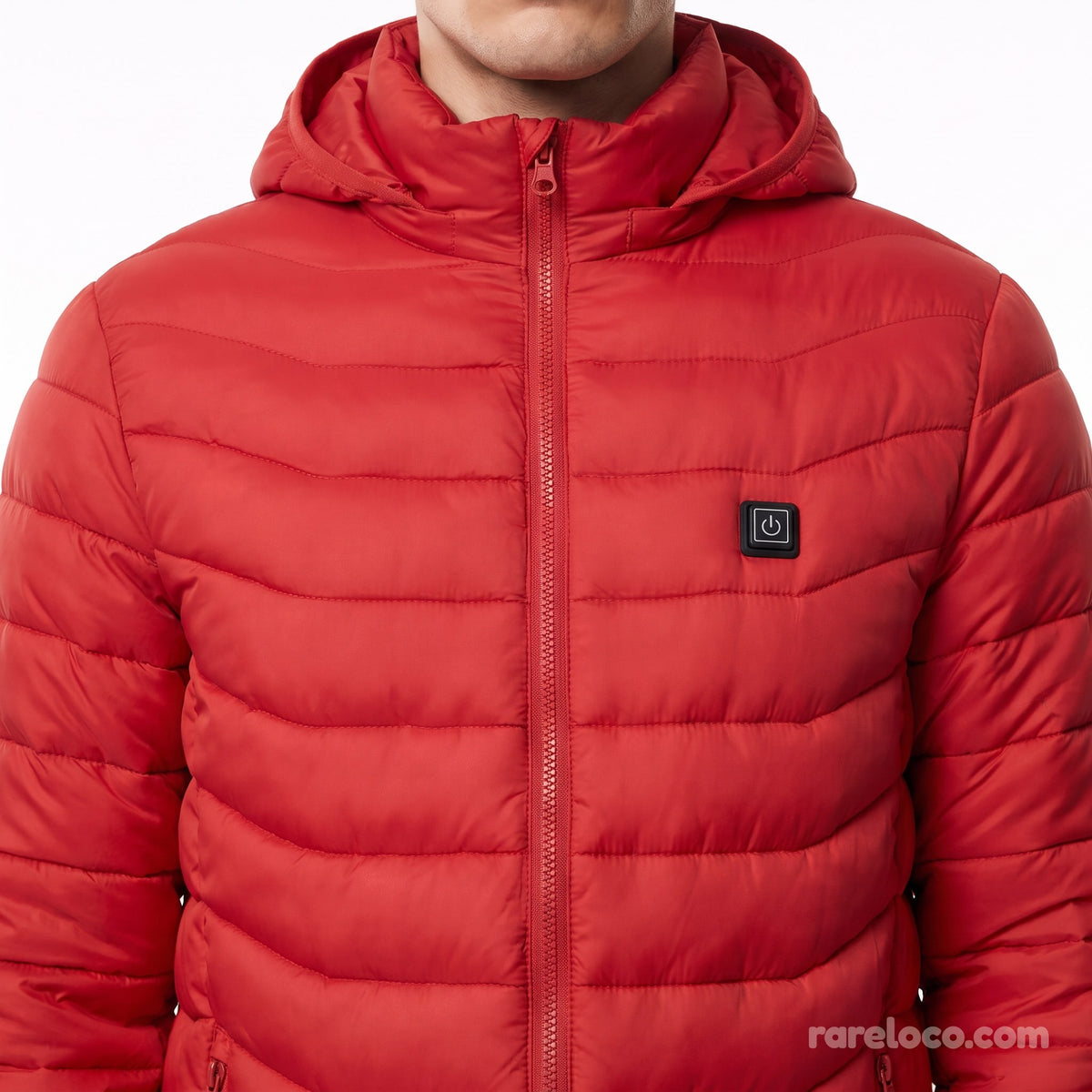Red: chest detail with the heating button